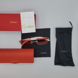 Cartier Vintage Men Women Red Buff Sunglasses